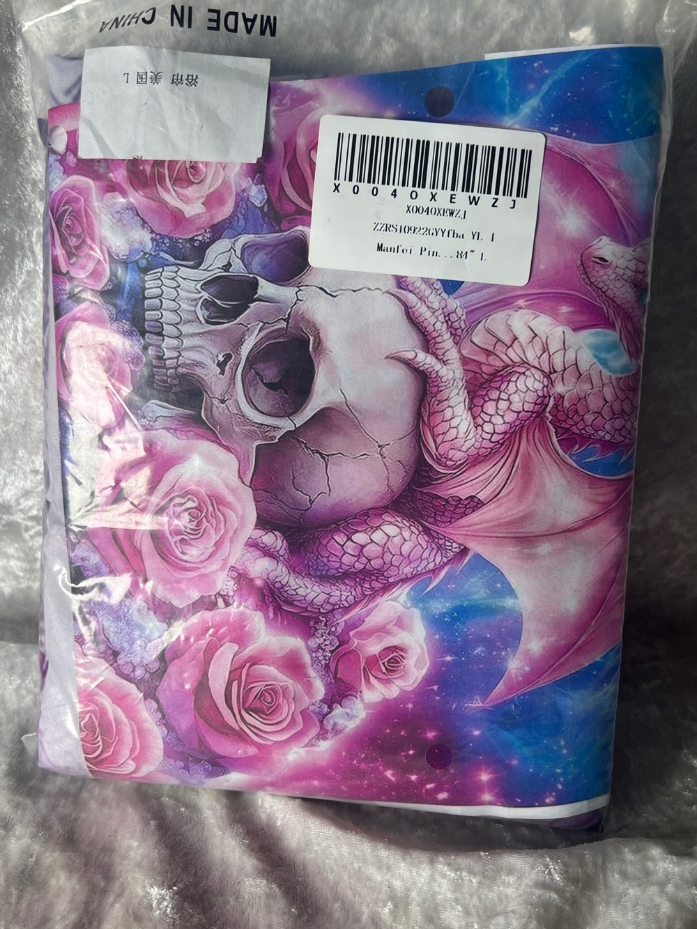 Pink Skull & Dragon Floral shower, curtain- Pink